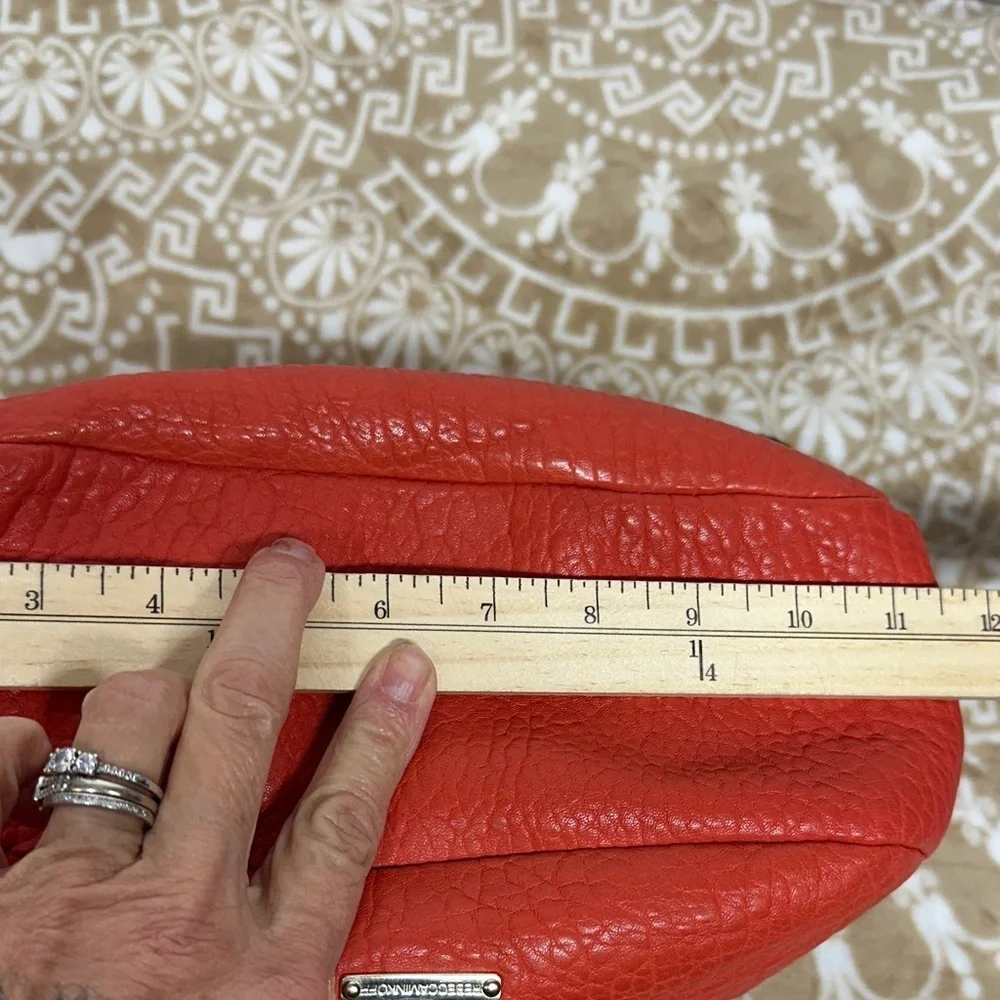 Rebecca Mink Logan Pebbled Leather orange Crossbody Messenger Bag MSRP 395